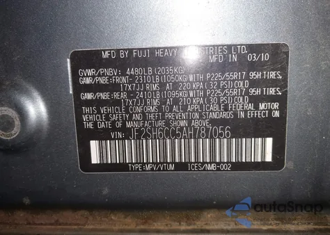 2010 Subaru Forester 2.5X Premium из США, поврежденный, VIN JF2SH6CC5AH787056